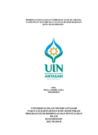 UNIVERSITAS ISLAM NEGERI ANTASARI FAKULTAS DAKWAH DAN ILMU KOMUNIKASI