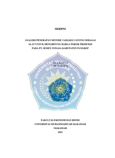 SKRIPSI ANALISIS PENERAPAN METODE VARIABLE COSTING SEBAGAI ALAT UNTUK