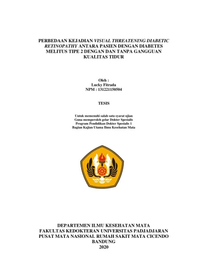 Perbedaan Kejadian Visual Threatening Diabetic Retinopathy Antara