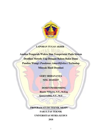 Program Studi Teknik Mesin Fakultas Teknik Universitas Muria Kudus