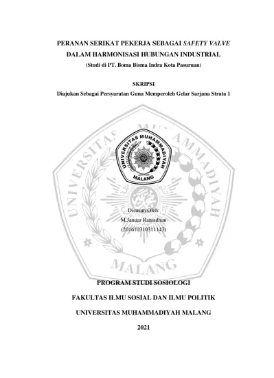 Peranan Serikat Pekerja Sebagai Safety Valve Dalam Harmonisasi Hubungan