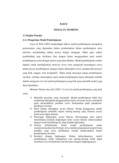 Bab Ii Tinjauan Teoritis Kajian Pustaka Pengertian Model