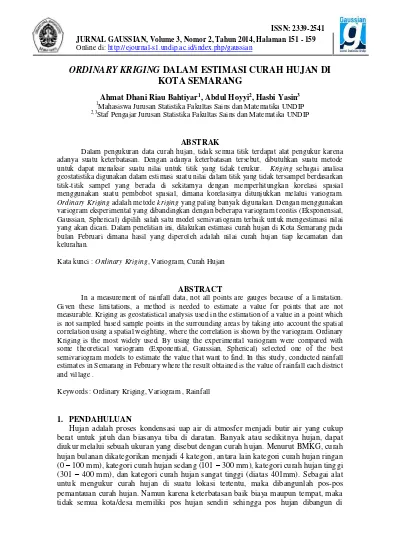 Ordinary Kriging Dalam Estimasi Curah Hujan Di Kota Semarang