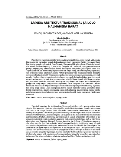 Sasadu Arsitektur Tradisional Jailolo Halmahera Barat