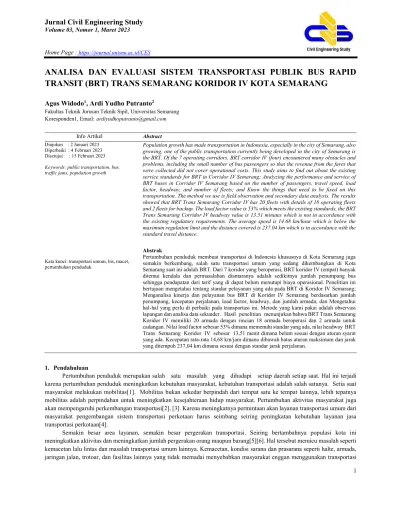 View Of Analisa Dan Evaluasi Sistem Transportasi Publik Bus Rapid
