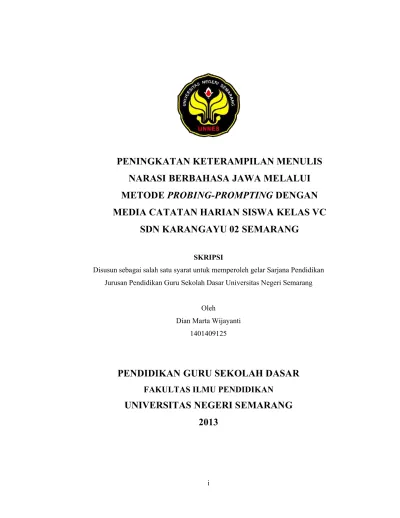 PENINGKATAN KETERAMPILAN MENULIS NARASI BERBAHASA JAWA MELALUI METODE