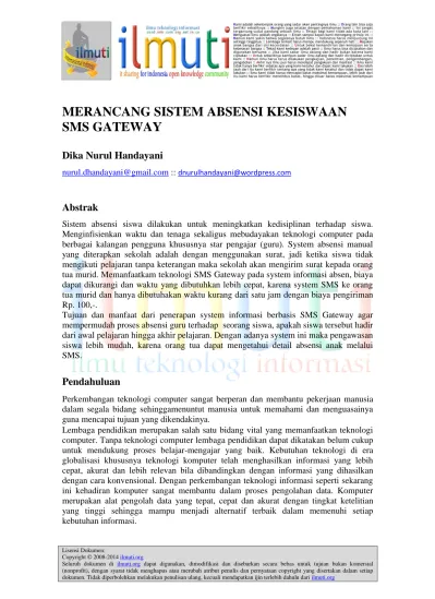 Merancang Sistem Absensi Kesiswaan Sms Gateway