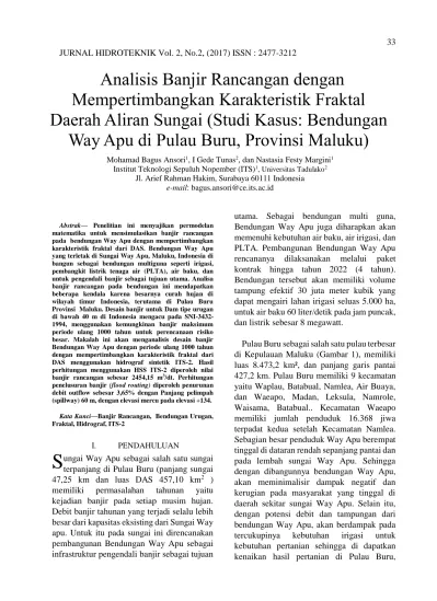 Analisis Banjir Rancangan Dengan Mempertimbangkan Karakteristik Fraktal