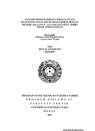 Analisis Potensi Bahaya Sebagai Upaya Penanggulangan Kecelakaan Kerja