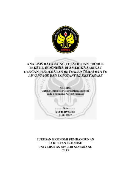 ANALISIS DAYA SAING TEKSTIL DAN PRODUK TEKSTIL INDONESIA DI AMERIKA