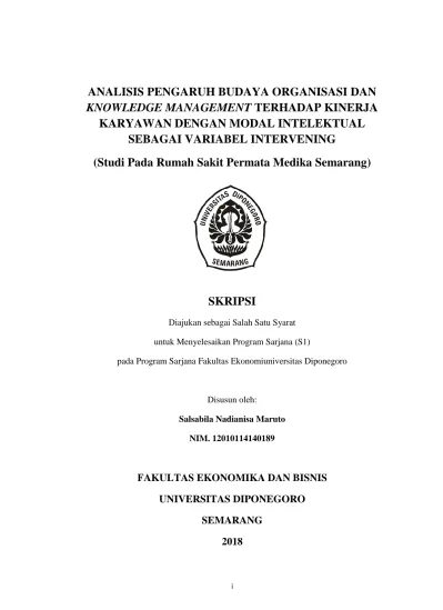 Analisis Pengaruh Budaya Organisasi Dan Knowledge Management Terhadap