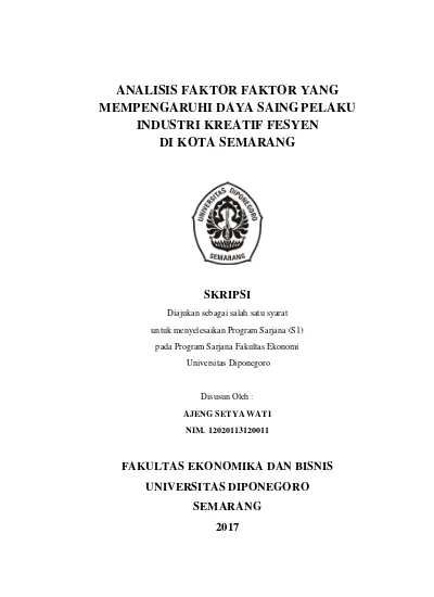 ANALISIS FAKTOR FAKTOR YANG MEMPENGARUHI DAYA SAING PELAKU INDUSTRI