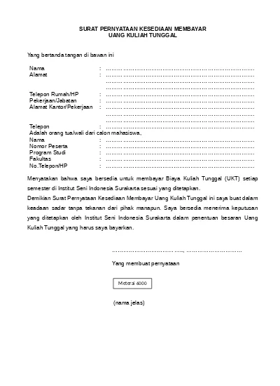 Top Pdf Surat Pernyataan Kesediaan Dok