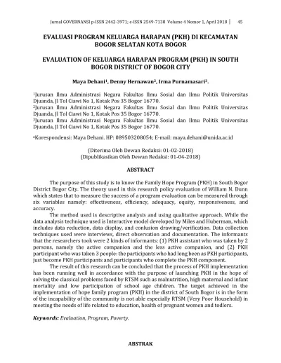 EVALUASI PROGRAM KELUARGA HARAPAN PKH DI KECAMATAN BOGOR SELATAN KOTA