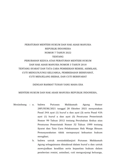 DENGAN RAHMAT TUHAN YANG MAHA ESA MENTERI HUKUM DAN HAK ASASI MANUSIA