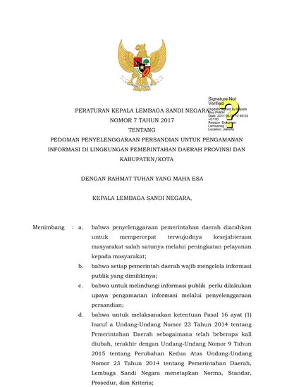 DENGAN RAHMAT TUHAN YANG MAHA ESA KEPALA LEMBAGA SANDI NEGARA