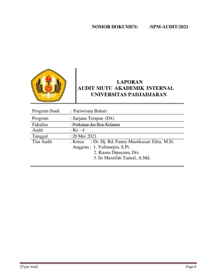 Laporan Audit Mutu Akademik Internal Universitas Padjadjaran