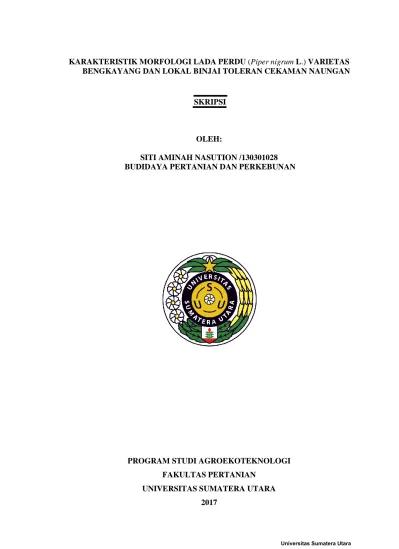 Karakteristik Morfologi Lada Perdu Piper Nigrum L Varietas