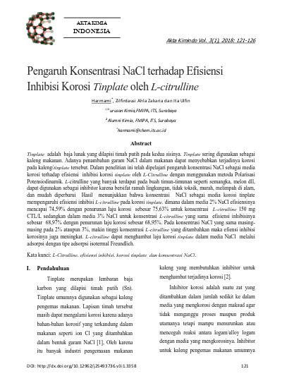 Top Pdf Peranan Konsentrasi Larutan Nacl Terhadap Proses Korosi