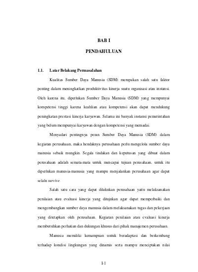 Bab I Pendahuluan Perancangan Model Matematis Penilaian Prestasi