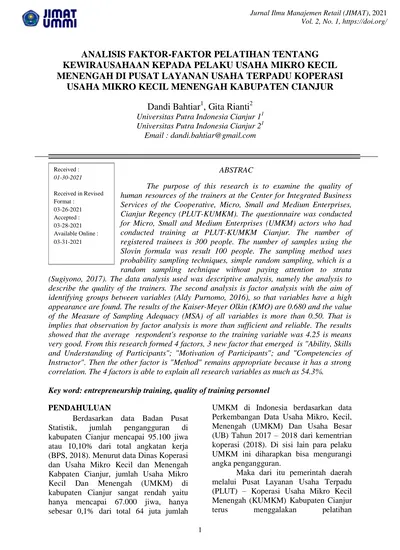 Dandi Bahtiar 1 Gita Rianti 2 Universitas Putra Indonesia Cianjur 1 1