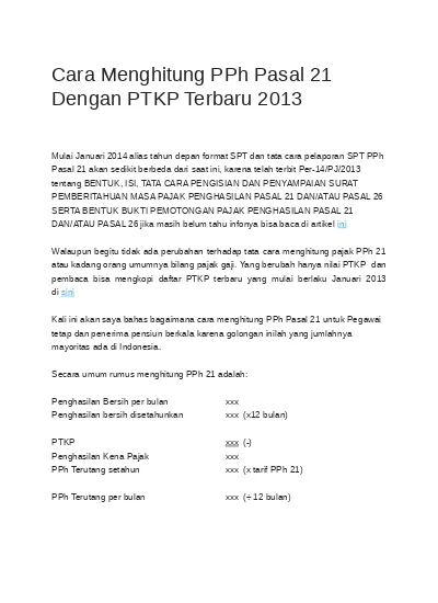 Top PDF Cara Dan Contoh Penghitungan PPh Pasal 21 123dok