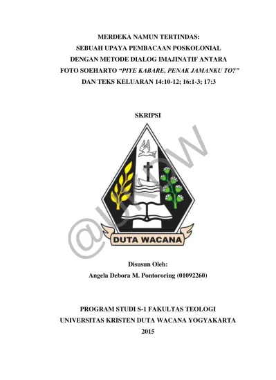 PROGRAM STUDI S 1 FAKULTAS TEOLOGI UNIVERSITAS KRISTEN DUTA WACANA