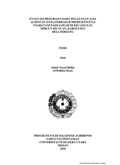Evaluasi Program Usaha Pelayanan Jasa Alsintan Upja Terhadap