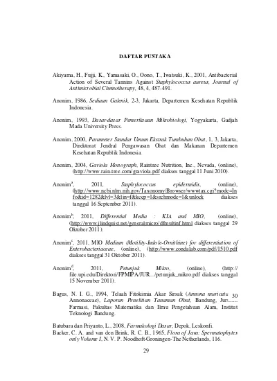 DAFTAR PUSTAKA Aktivitas Antibakteri Dan Bioautografi Ekstrak Etanol