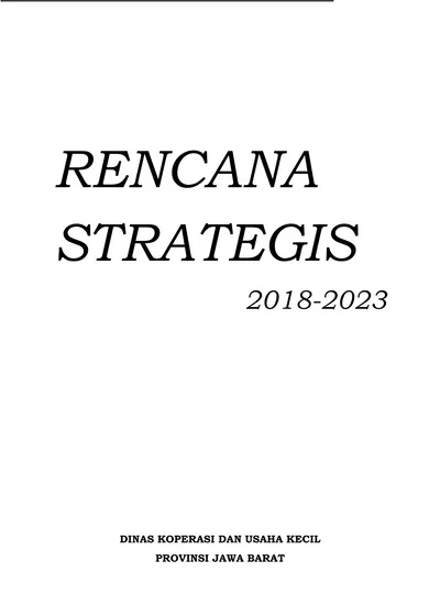 Rencana Strategis Dinas Koperasi Dan Usaha Kecil Provinsi Jawa Barat