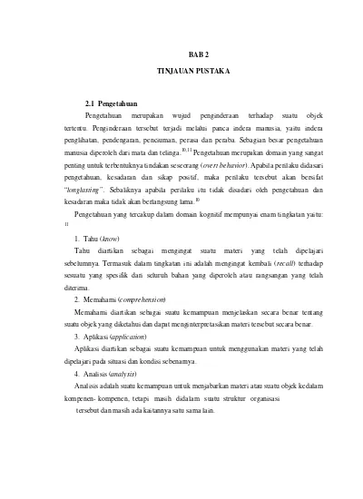 BAB 2 TINJAUAN PUSTAKA 2 1 Pengetahuan Pengetahuan Pasien Yang