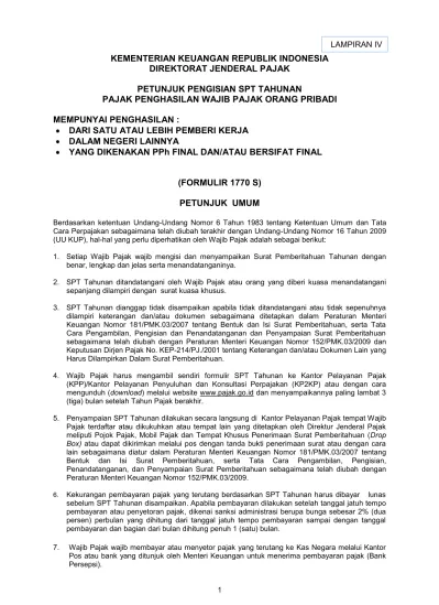 Top PDF Surat Pemberitahuan SPT Tahunan PPh Orang Pribadi 123dok