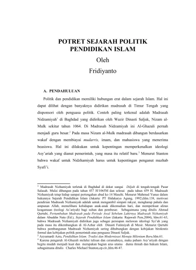 POTRET SEJARAH POLITIK PENDIDIKAN ISLAM