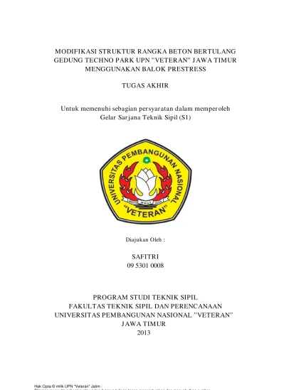 Modifikasi Struktur Rangka Beton Bertulang Gedung Techno Park Upn