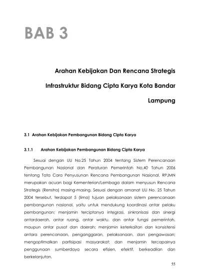 Arahan Kebijakan Dan Rencana Strategis Infrastruktur Bidang Cipta Karya