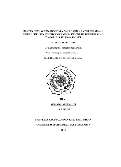 Bentuk Pengacuan Eksofora Pada Bagian Latar Belakang Skripsi Jurusan