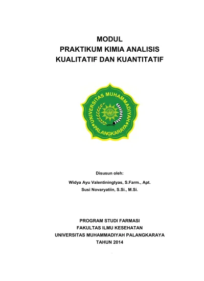 Modul Praktikum Kimia Analisis Kualitatif Dan Kuantitatif