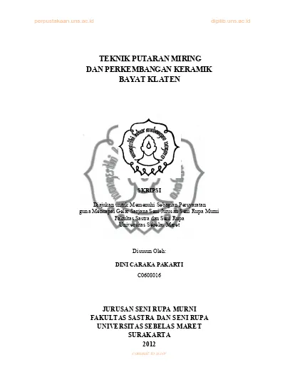 TEKNIK PUTARAN MIRING DAN PERKEMBANGAN KERAMIK BAYAT KLATEN