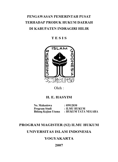 Pola Umum Hubungan Pemerintah Pusat Dan Daerah