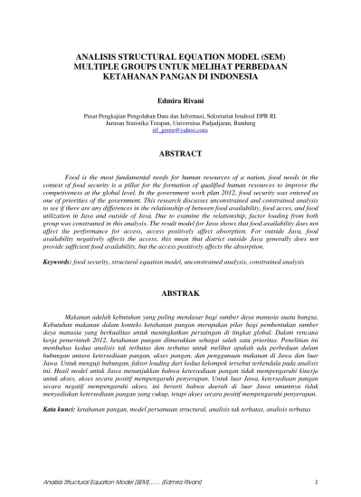 ANALISIS STRUCTURAL EQUATION MODEL SEM MULTIPLE GROUPS UNTUK MELIHAT