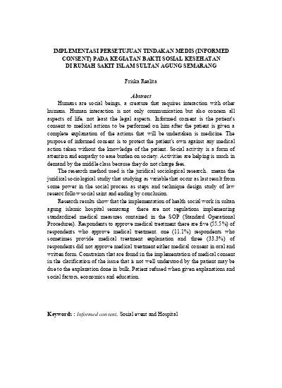 IMPLEMENTASI PERSETUJUAN TINDAKAN MEDIS INFORMED CONSENT PADA