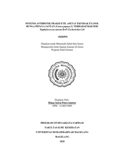 POTENSI ANTIBIOTIK FRAKSI ETIL ASETAT EKSTRAK ETANOL BUNGA PEPAYA