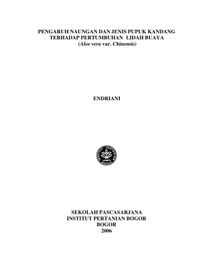 Pengaruh Naungan Dan Jenis Pupuk Kandang Terhadap Pertumbuhan Lidah