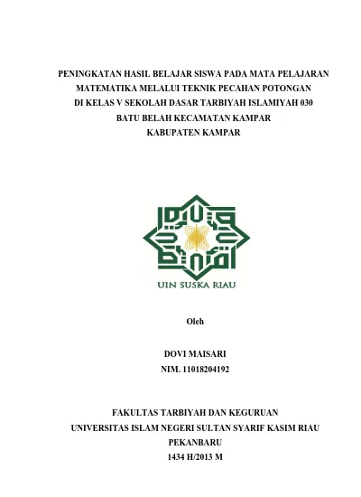 Maisari Nim Fakultas Tarbiyah Dan Keguruan Universitas Islam Negeri