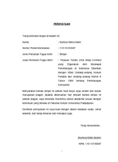 Tinjauan Yuridis Click Wrap Contract Yang Digunakan Oleh Maskapai