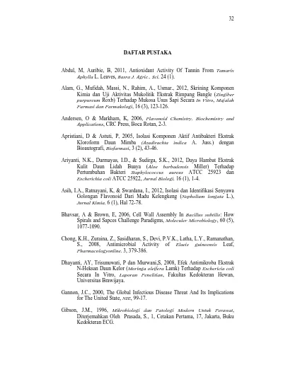 DAFTAR PUSTAKA Aktivitas Antibakteri Ekstrak Etanol Dan Fraksi Fraksi