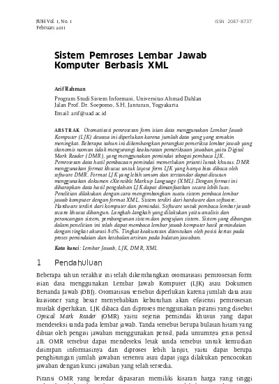 Sistem Pemroses Lembar Jawab Komputer Berbasis Xml