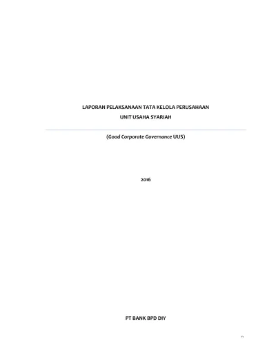 Laporan Pelaksanaan Tata Kelola Perusahaan Unit Usaha Syariah Good