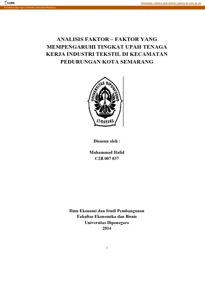 Analisis Faktor Faktor Yang Mempengaruhi Tingkat Upah Tenaga Kerja