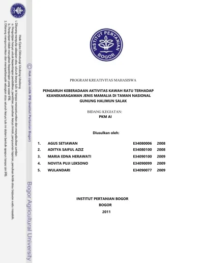 Program Kreativitas Mahasiswa Pengaruh Keberadaan Aktivitas Kawah Ratu